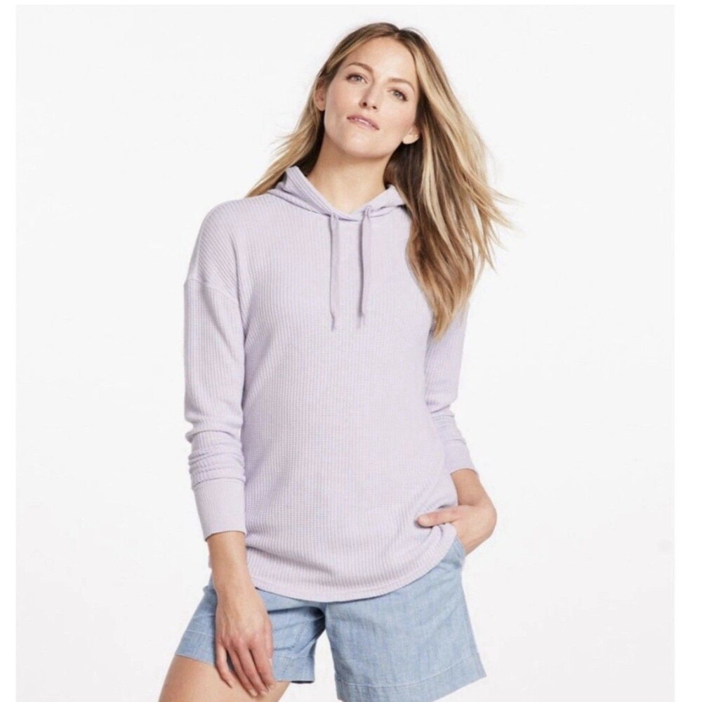 L.L.Bean Women’s Soft Stretch Waffle Thermal Hoodie Size M Regular Purple